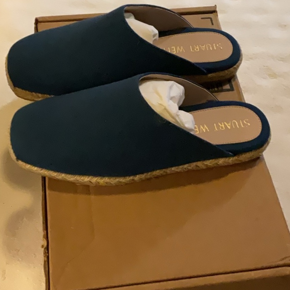 STUART WEITZMAN - Dree Slide/Espadrille, Navy, 8 - Picture 2 of 3